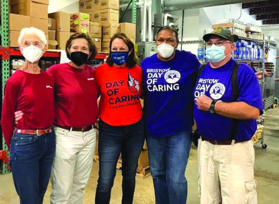 Left to right, Polly Kelly, Allison Anthony, Tulsa Area United Way, Joy Kelly, Spirit Bank, Toni Godwin, Executive Director Bristow Social Services and Jim Kennedy . courtesy photo