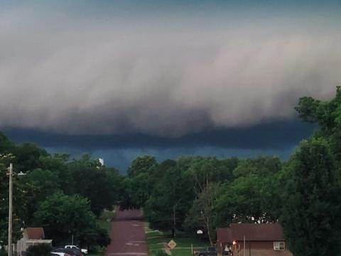 This shot is looking west on 5th Street, just before the clouds turned dark and the downpour started.