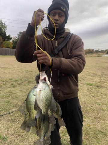 Terry Taylor with a stringer of crappie caught in Oklahoma County.