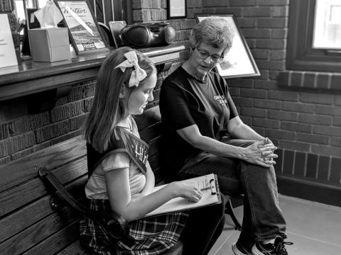 Oklahoma 4-H Junior Governor, Riley Braden, met with Bristow Historical Society volunteer, Linda Trigalet, to learn more about the benefits of the Society to the Bristow community, what the Bristow Historical Society is, and how to be a good leader.