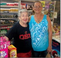 Eunice Lawson with friend Patricia Keene at Lawson’s Grocery. courtesy photo