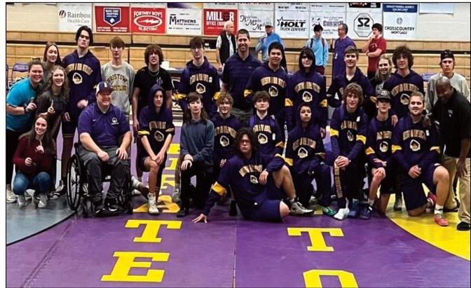 The Bristow Pirate Wrestling team takes home the championship at the Dual Tournament. They beat McClain 69-6, beat Miami 59-24 and then beat Skiatook 39-37. They now compete at the Dual Team State. courtesy photo