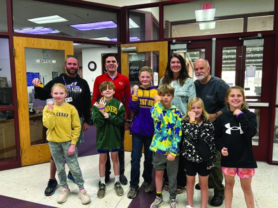 Wildflower Run and work out kick off wildflower run and work out kick off with the purple and gold teams.L-R: Journey Busch, Gus Wissel, Colby Hall, Bo Gramm, Henley Wilson and Kinzley Precour. Back row from left: Bobby Lyons, Colby Wissel, Allison Hilburn, Dr Chip Cooper